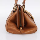 CELINE Doctors Hand Bag Leather Brown Gold Auth 199386A-3