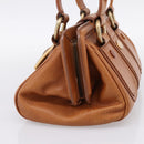 CELINE Doctors Hand Bag Leather Brown Gold Auth 199386A-4