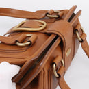 CELINE Doctors Hand Bag Leather Brown Gold Auth 199386A-6
