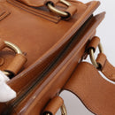 CELINE Doctors Hand Bag Leather Brown Gold Auth 199386A-7