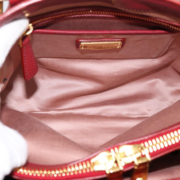 Miu Miu Hand Bag Leather 2way Red Gold Auth 199387M