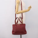 Miu Miu Hand Bag Leather 2way Red Gold Auth 199387M-27