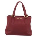Miu Miu Hand Bag Leather 2way Red Gold Auth 199387M-3