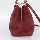 Miu Miu Hand Bag Leather 2way Red Gold Auth 199387M-4