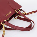 Miu Miu Hand Bag Leather 2way Red Gold Auth 199387M-7