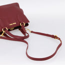 Miu Miu Hand Bag Leather 2way Red Gold Auth 199387M-9