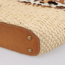 Miu Miu Tote Bag Raffia Beige Gold Auth 199393V-15