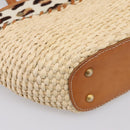 Miu Miu Tote Bag Raffia Beige Gold Auth 199393V-16