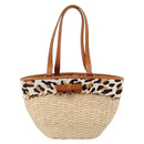Miu Miu Tote Bag Raffia Beige Gold Auth 199393V-13