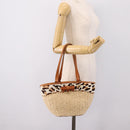 Miu Miu Tote Bag Raffia Beige Gold Auth 199393V-21