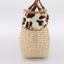 Miu Miu Tote Bag Raffia Beige Gold Auth 199393V-3