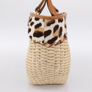 Miu Miu Tote Bag Raffia Beige Gold Auth 199393V-4
