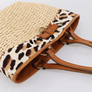 Miu Miu Tote Bag Raffia Beige Gold Auth 199393V-6