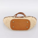 Miu Miu Tote Bag Raffia Beige Gold Auth 199393V-5