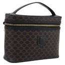 CELINE Macadam Canvas Vanity Hand Bag PVC Leather Black Gold Auth 199395-1