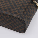 CELINE Macadam Canvas Vanity Hand Bag PVC Leather Black Gold Auth 199395-16