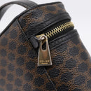 CELINE Macadam Canvas Vanity Hand Bag PVC Leather Black Gold Auth 199395-9