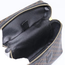CELINE Macadam Canvas Vanity Hand Bag PVC Leather Black Gold Auth 199395-18
