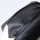 CELINE Macadam Canvas Vanity Hand Bag PVC Leather Black Gold Auth 199395-10