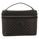 CELINE Macadam Canvas Vanity Hand Bag PVC Leather Black Gold Auth 199395-13
