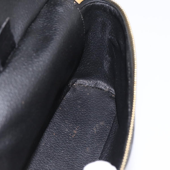 CELINE Macadam Canvas Vanity Hand Bag PVC Leather Black Gold Auth 199395