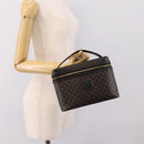 CELINE Macadam Canvas Vanity Hand Bag PVC Leather Black Gold Auth 199395-22