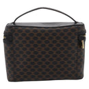 CELINE Macadam Canvas Vanity Hand Bag PVC Leather Black Gold Auth 199395-2