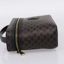 CELINE Macadam Canvas Vanity Hand Bag PVC Leather Black Gold Auth 199395-3