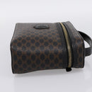 CELINE Macadam Canvas Vanity Hand Bag PVC Leather Black Gold Auth 199395-4