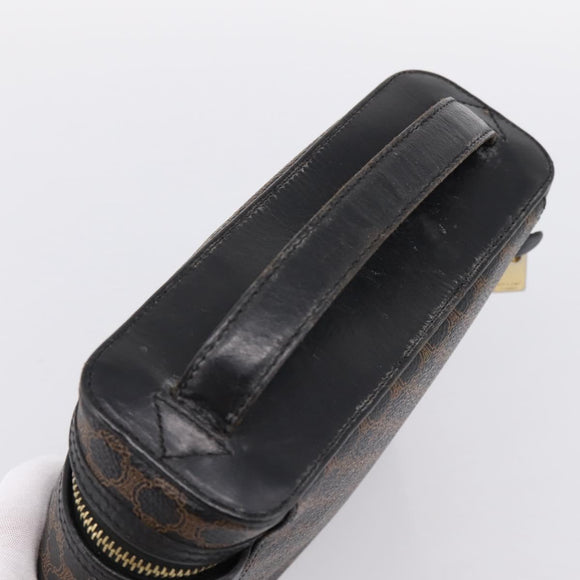CELINE Macadam Canvas Vanity Hand Bag PVC Leather Black Gold Auth 199395