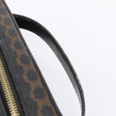 CELINE Macadam Canvas Vanity Hand Bag PVC Leather Black Gold Auth 199395-8