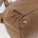 Miu Miu Hand Bag Leather 2way Beige Gold Auth 199396A-16