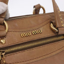 Miu Miu Hand Bag Leather 2way Beige Gold Auth 199396A-21