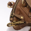 Miu Miu Hand Bag Leather 2way Beige Gold Auth 199396A-10