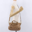 Miu Miu Hand Bag Leather 2way Beige Gold Auth 199396A-28