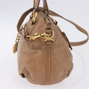 Miu Miu Hand Bag Leather 2way Beige Gold Auth 199396A-3
