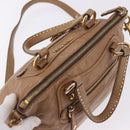 Miu Miu Hand Bag Leather 2way Beige Gold Auth 199396A-7