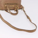Miu Miu Hand Bag Leather 2way Beige Gold Auth 199396A-9