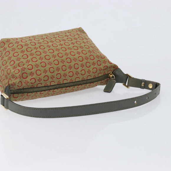 CELINE C Macadam Canvas Hand Bag Beige Gold Auth 199397