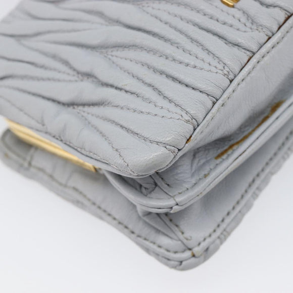 Miu Miu Matelasse Shoulder Bag Leather Light Blue Gold Auth 199398M