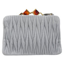 Miu Miu Matelasse Shoulder Bag Leather Light Blue Gold Auth 199398M-2