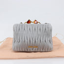 Miu Miu Matelasse Shoulder Bag Leather Light Blue Gold Auth 199398M-26