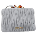 Miu Miu Matelasse Shoulder Bag Leather Light Blue Gold Auth 199398M-3