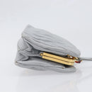 Miu Miu Matelasse Shoulder Bag Leather Light Blue Gold Auth 199398M-4