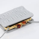 Miu Miu Matelasse Shoulder Bag Leather Light Blue Gold Auth 199398M-6