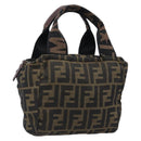 FENDI Zucca Canvas Hand Bag Black Brown Auth 199404-1