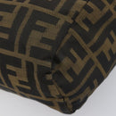 FENDI Zucca Canvas Hand Bag Black Brown Auth 199404-12