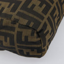 FENDI Zucca Canvas Hand Bag Black Brown Auth 199404-13