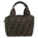 FENDI Zucca Canvas Hand Bag Black Brown Auth 199404-2