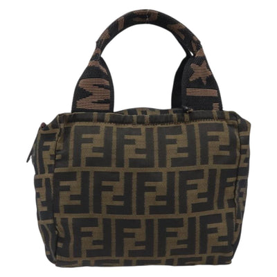 FENDI Zucca Canvas Hand Bag Black Brown Auth 199404 - 0